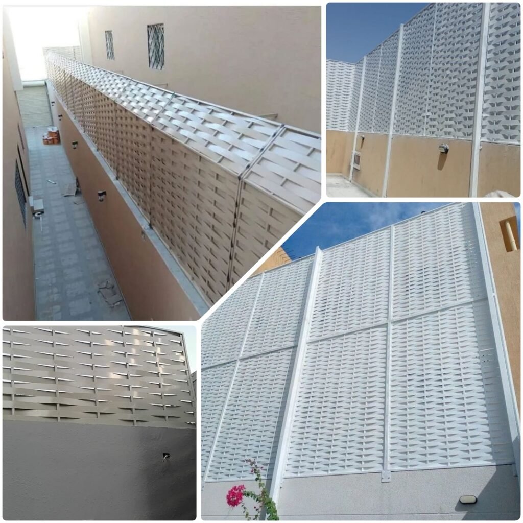 سواتر المنيوم او صاج مزودة بعزل حراري لتوفير الحماية وتقليل الحرارة.